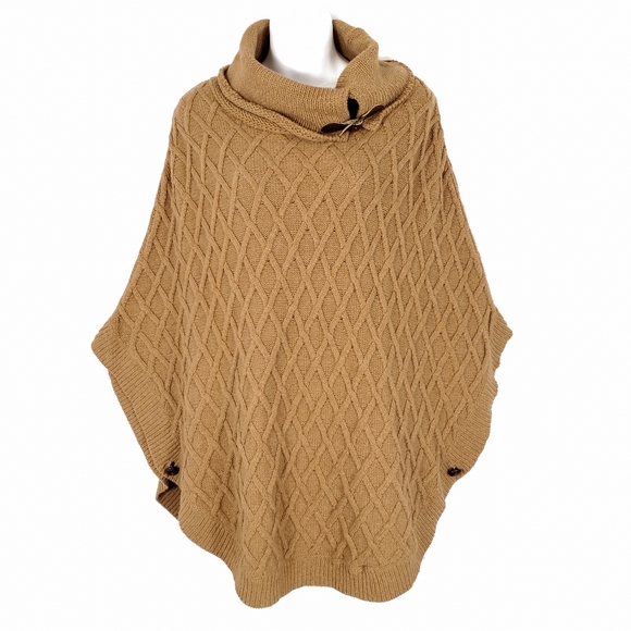 Orvis Sweaters - Orvis Wool Blend Cowl Neck Cable Knit Poncho S / M